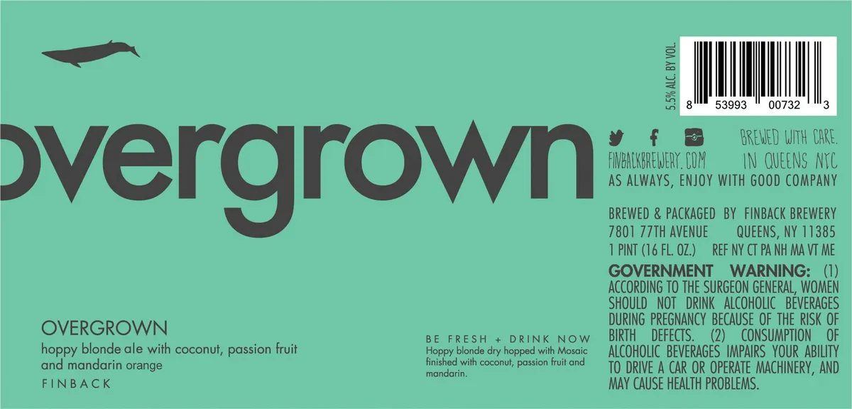 Overgrown — full label as filed with TTB