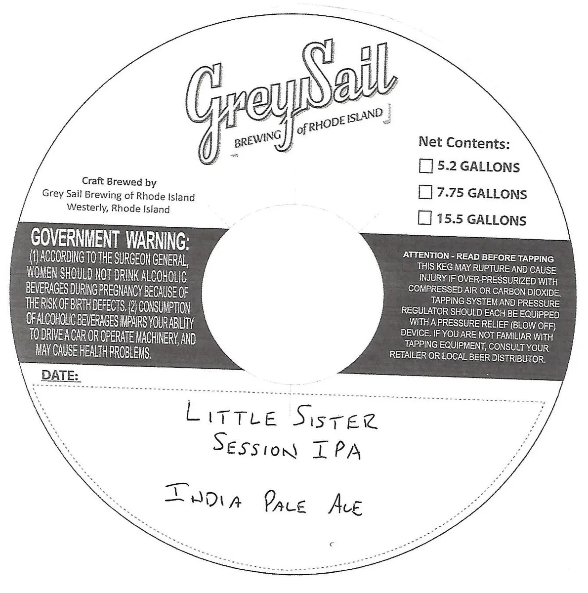Session Ipa — full label as filed with TTB