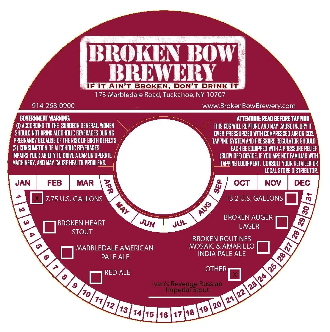 Ivan's Revenge Russian Imperial Stout — full label as filed with TTB