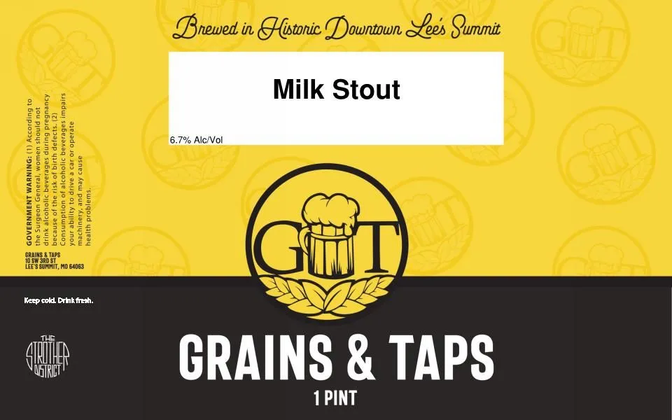 Milk Stout — full label as filed with TTB