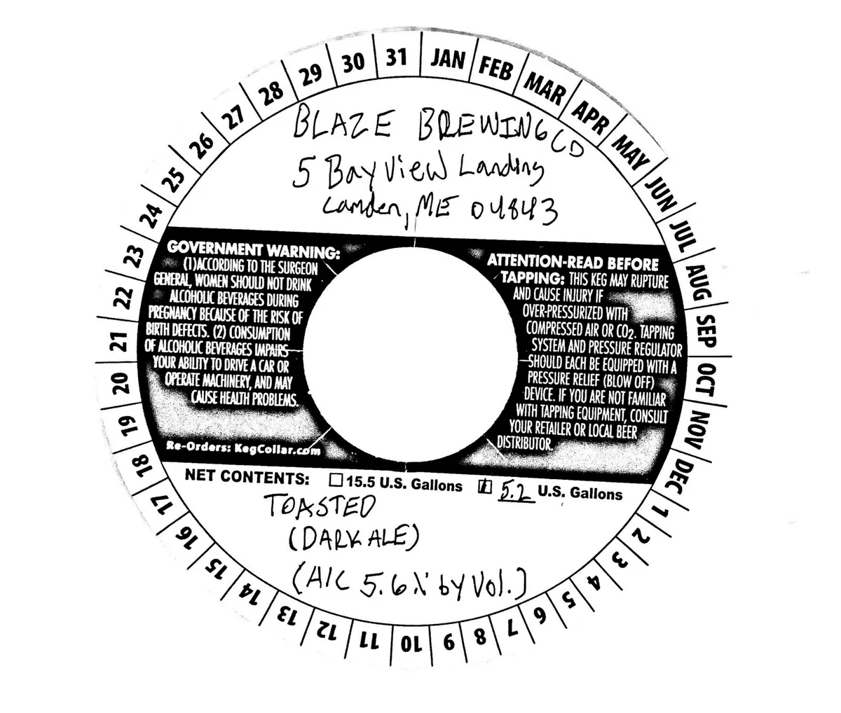 Toasted — full label as filed with TTB