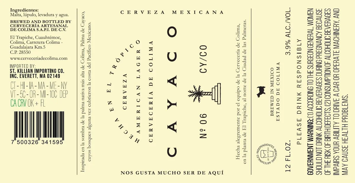 Cayaco — full label as filed with TTB