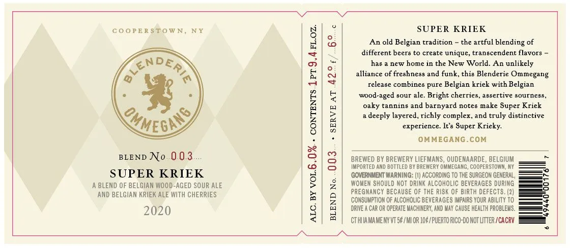 Super Kriek — full label as filed with TTB
