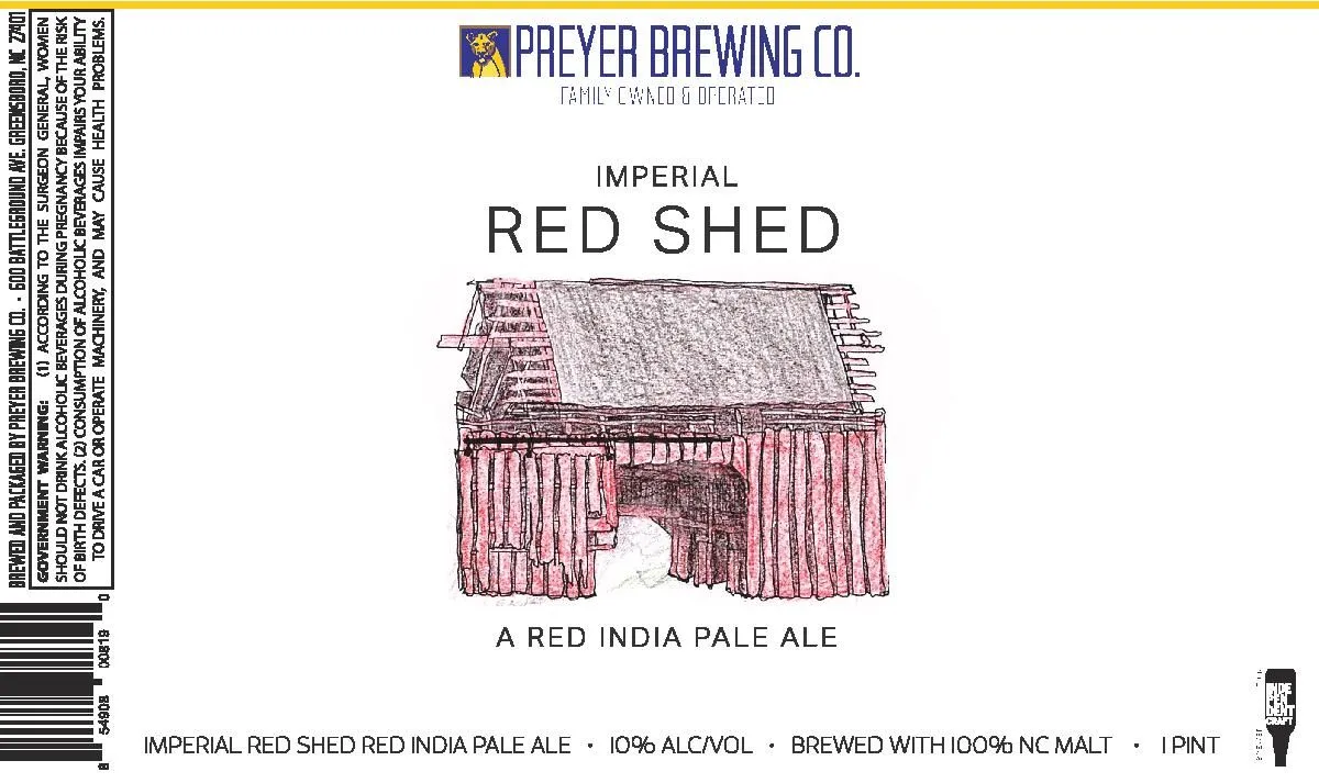 Imperial Red Shed Red India Pale Ale — full label as filed with TTB