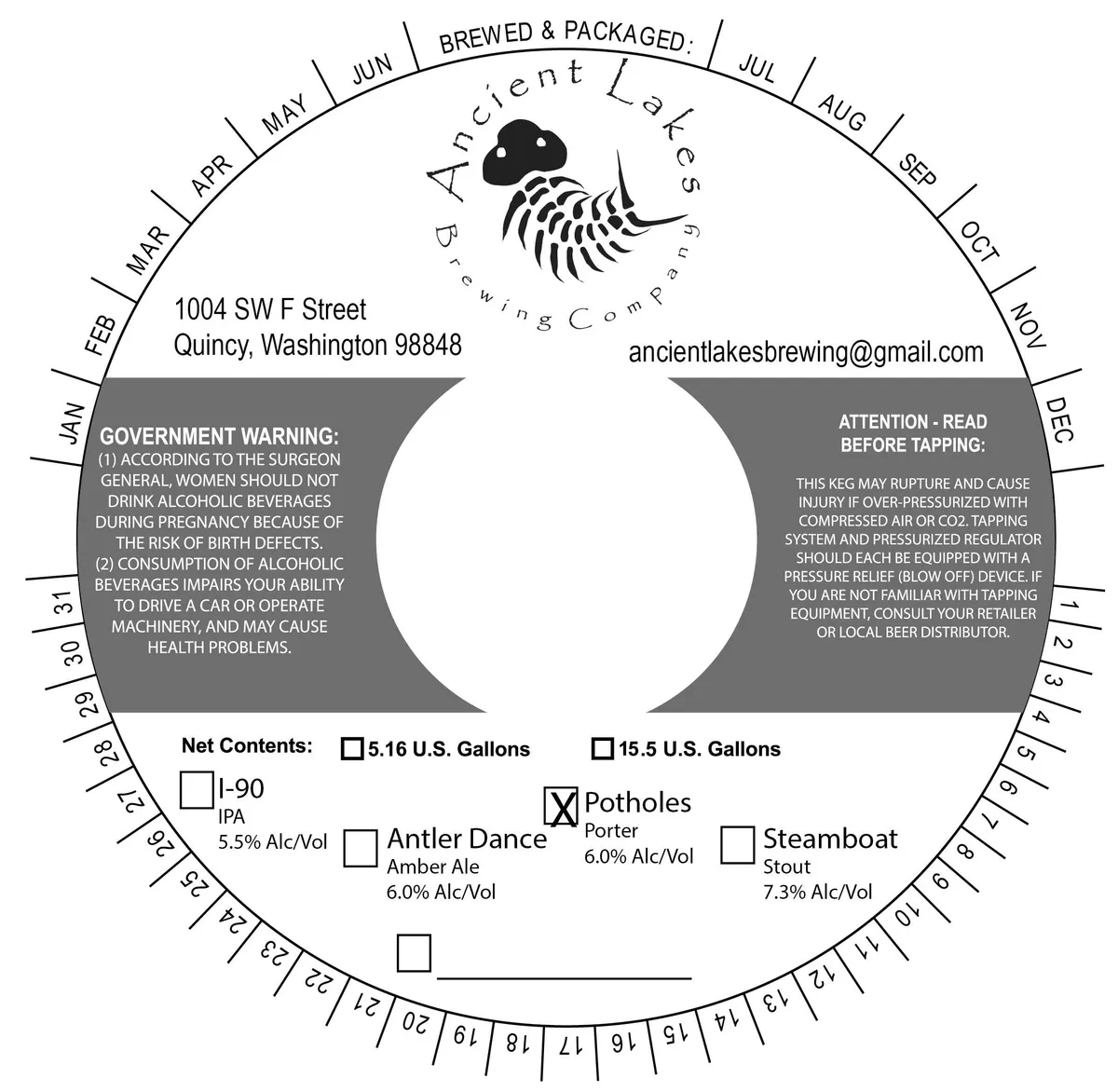 Potholes — full label as filed with TTB