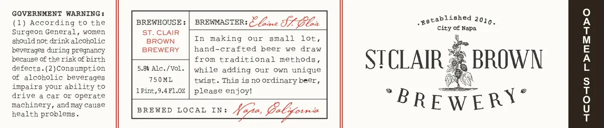 Oatmeal Stout — full label as filed with TTB
