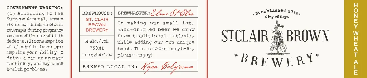 Honey Wheat Ale — full label as filed with TTB