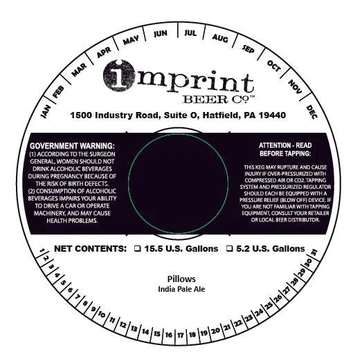 Pillows — full label as filed with TTB