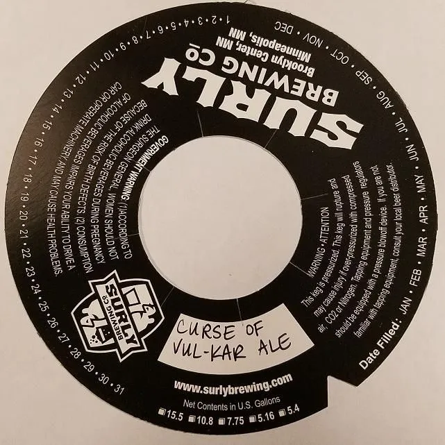 Curse of Vul-Kar Ale — full label as filed with TTB