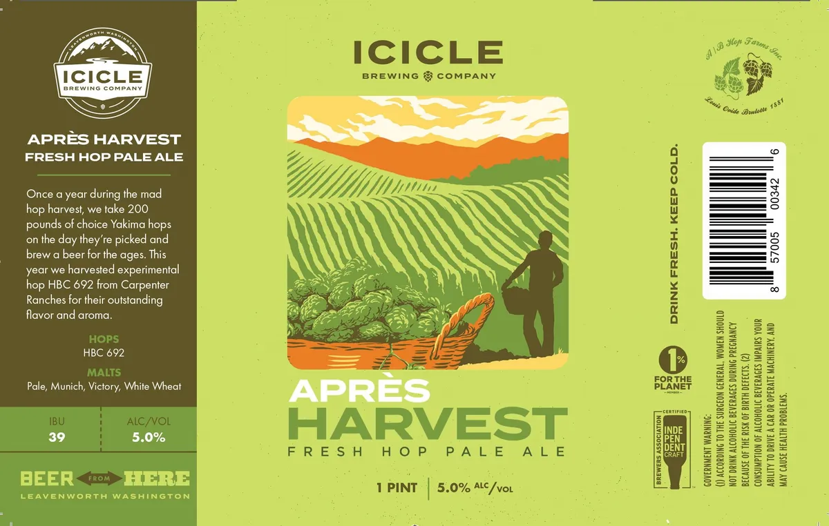 Après Harvest Fresh Hop Pale Ale — full label as filed with TTB