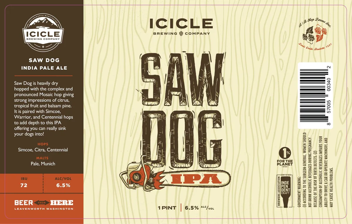 Saw Dog Ipa — full label as filed with TTB