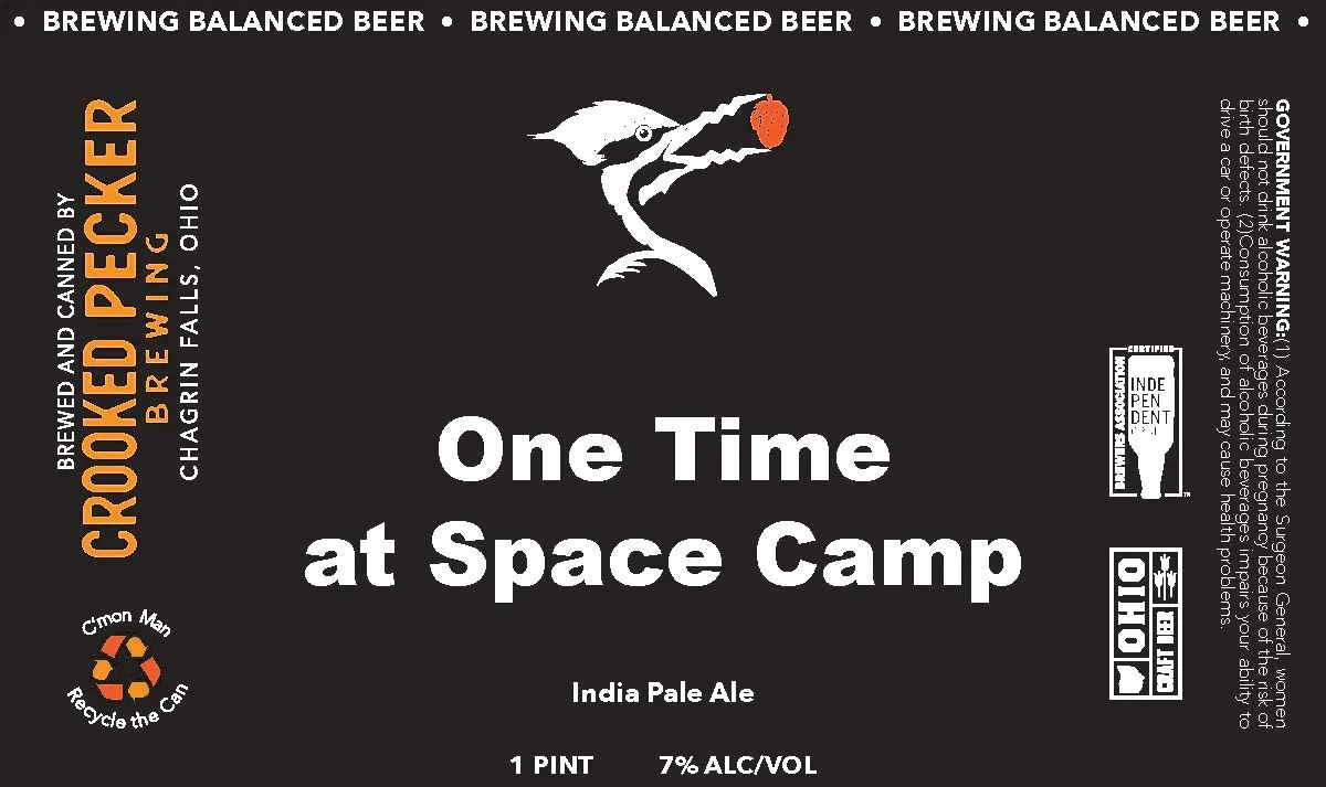 One Time at Space Camp — full label as filed with TTB