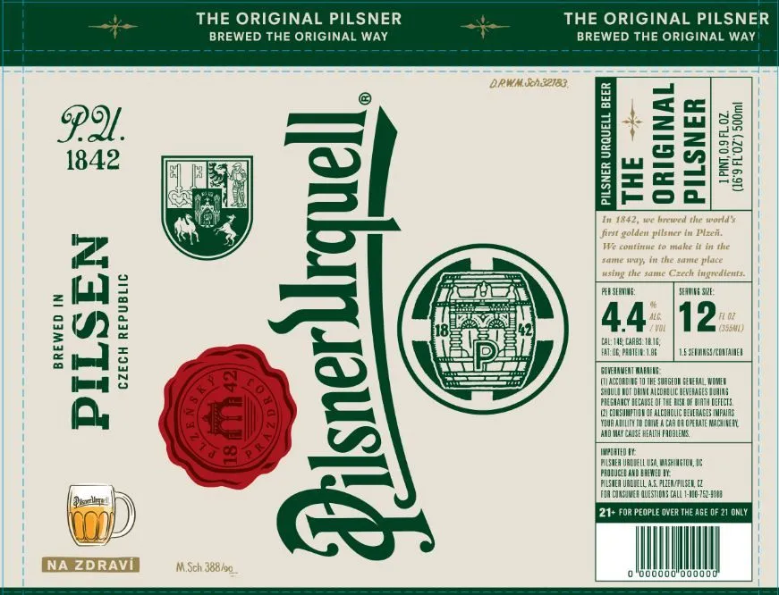 Pilsner Urquell — full label as filed with TTB