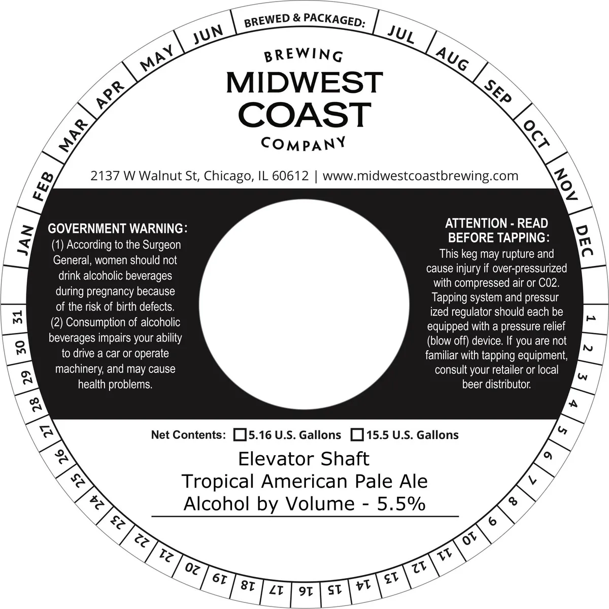 Elevator Shaft Tropical American Pale Ale — full label as filed with TTB