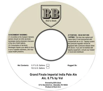 Grand Finale Imperial India Pale Ale label