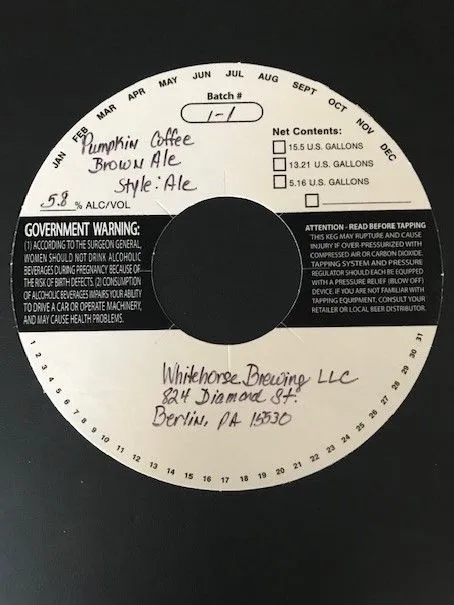 Pumpkin Coffee Brown Ale — full label as filed with TTB