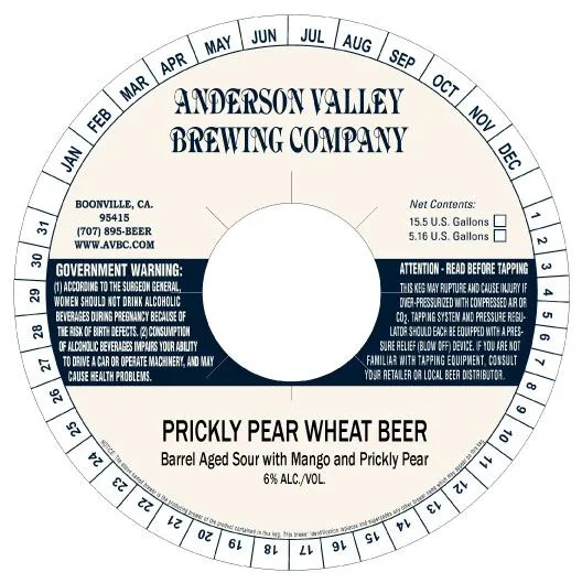 Prickly Pear Wheat Beer — full label as filed with TTB