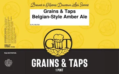Grains & Taps Belgian-Style Amber Ale label