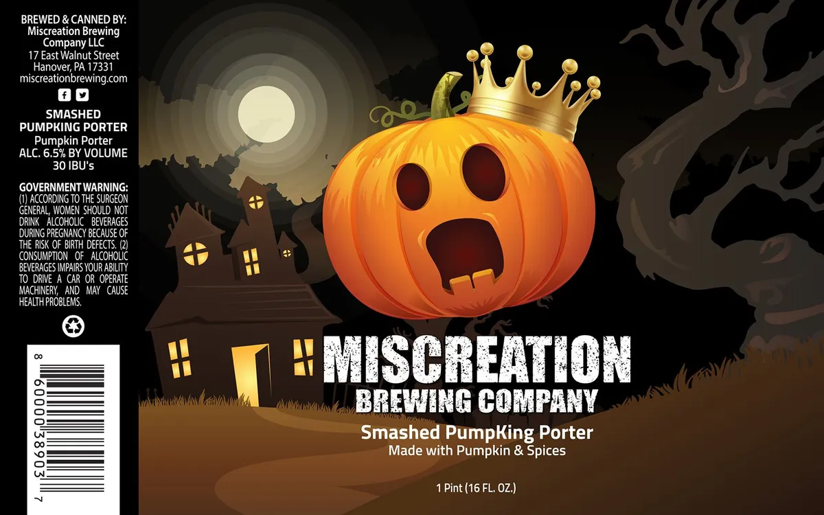 Smashed PumpKing Porter — full label as filed with TTB