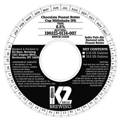 Chocolate Peanut Butter Cup Milkshake IPA label