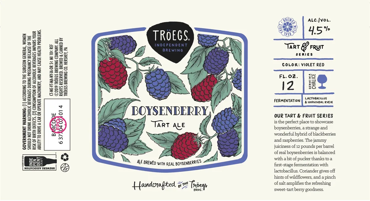 Boysenberry Tart Ale — full label as filed with TTB