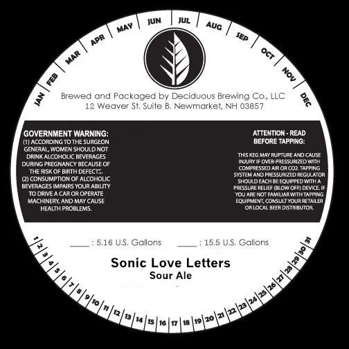 Sonic Love Letters — full label as filed with TTB
