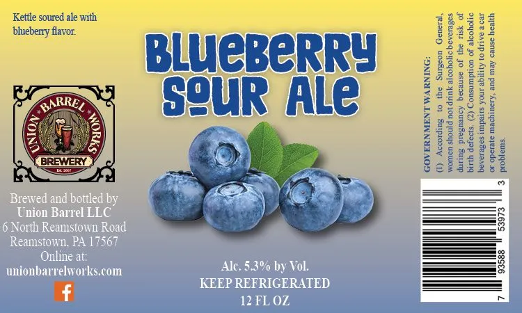 Blueberry Sour Ale — full label as filed with TTB