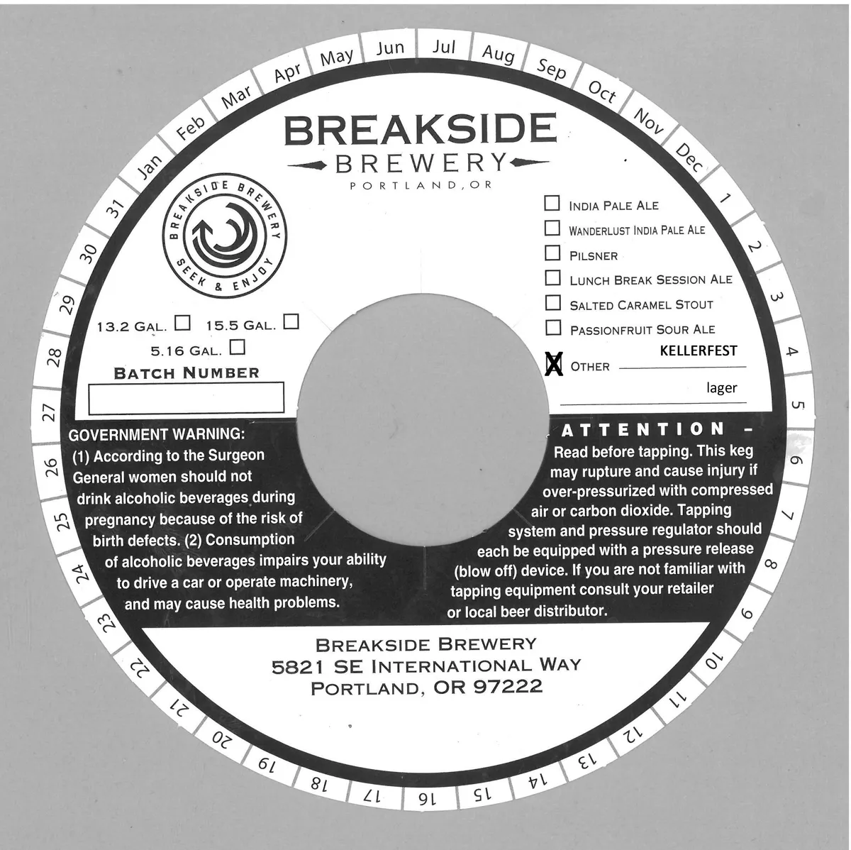 Kellerfest Lager — full label as filed with TTB