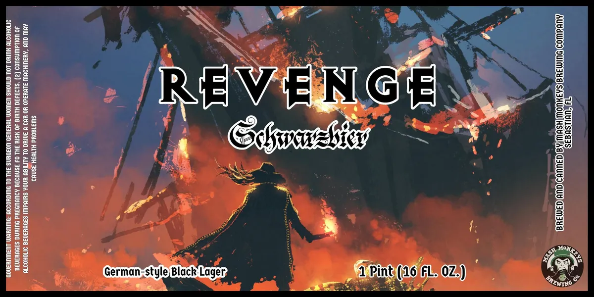 Revenge Schwarzbier — full label as filed with TTB