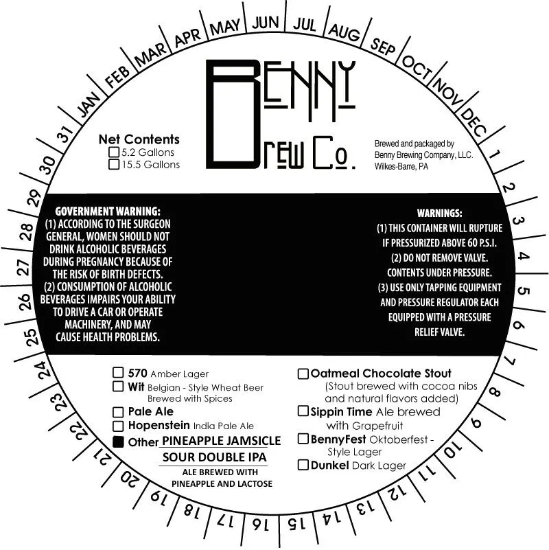Pineapple Jamsicle — full label as filed with TTB