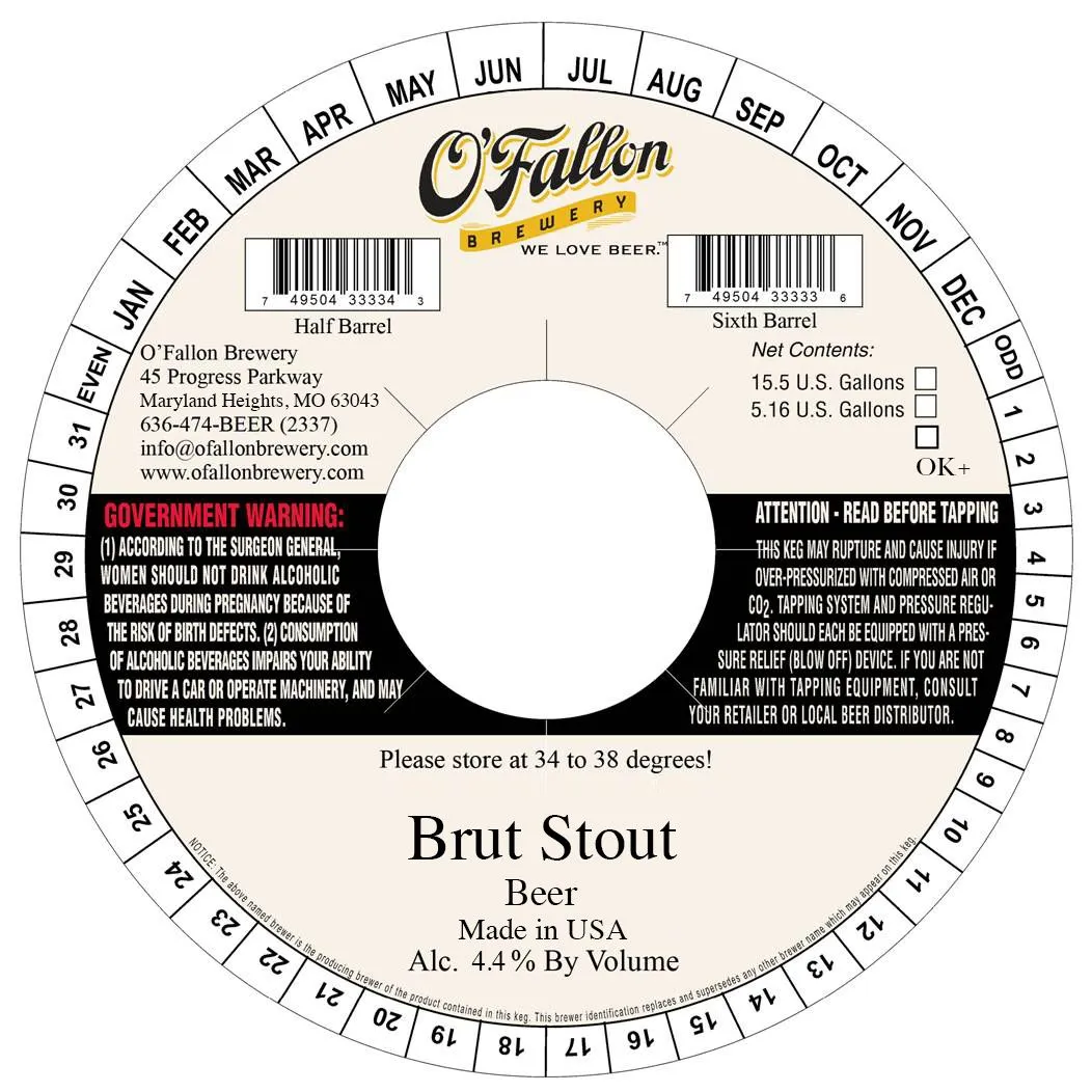 Brut Stout — full label as filed with TTB