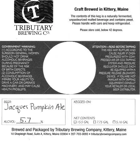 Jacques Pumpkin Ale — full label as filed with TTB