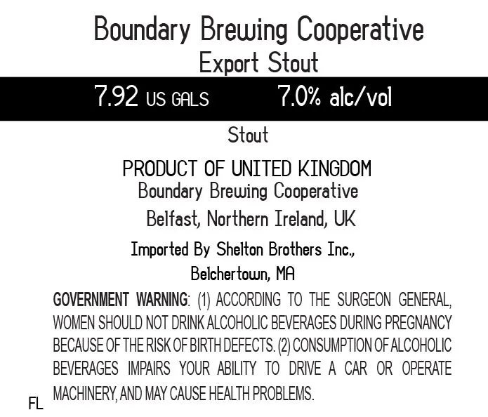 Export Stout — full label as filed with TTB