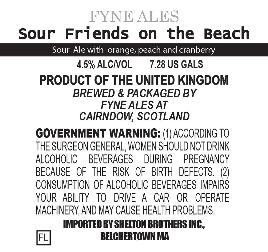 Sour Friends on the Beach — full label as filed with TTB