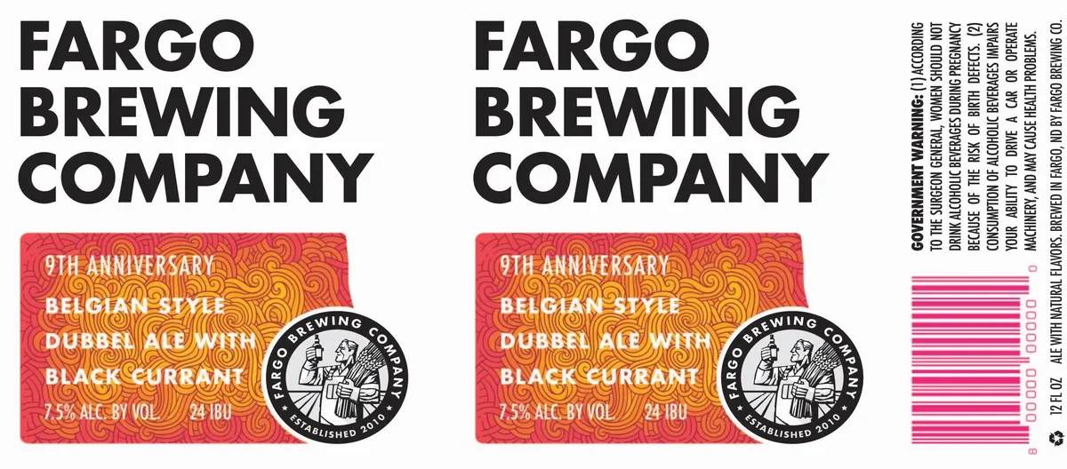 9th Anniversary Belgian Style Dubbel Ale With Black Currant label