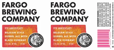9th Anniversary Belgian Style Dubbel Ale With Black Currant label