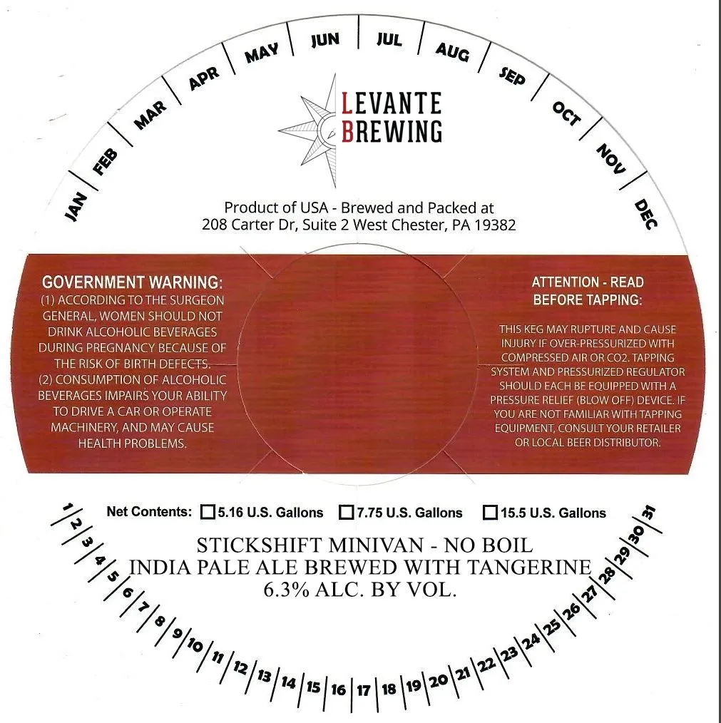 Stickshift Minivan - No Boil — full label as filed with TTB