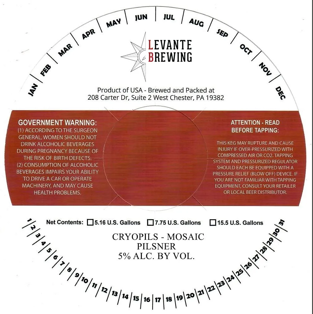 Cryopils - Mosaic — full label as filed with TTB