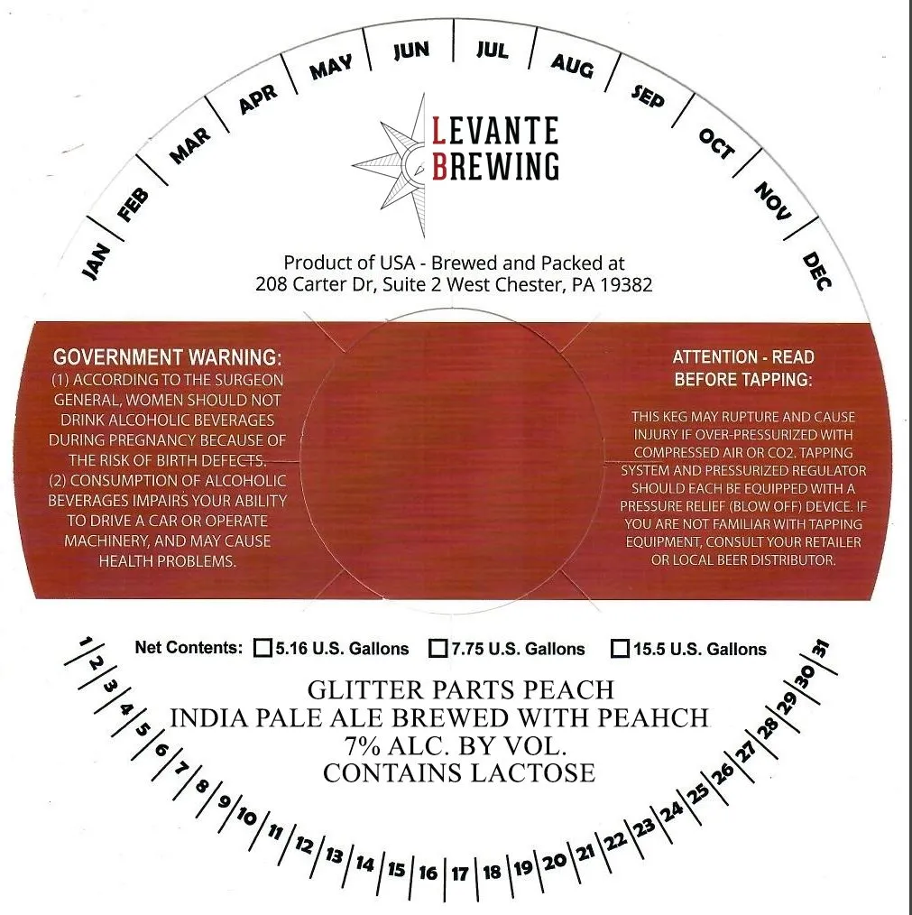 Glitter Parts Peach — full label as filed with TTB