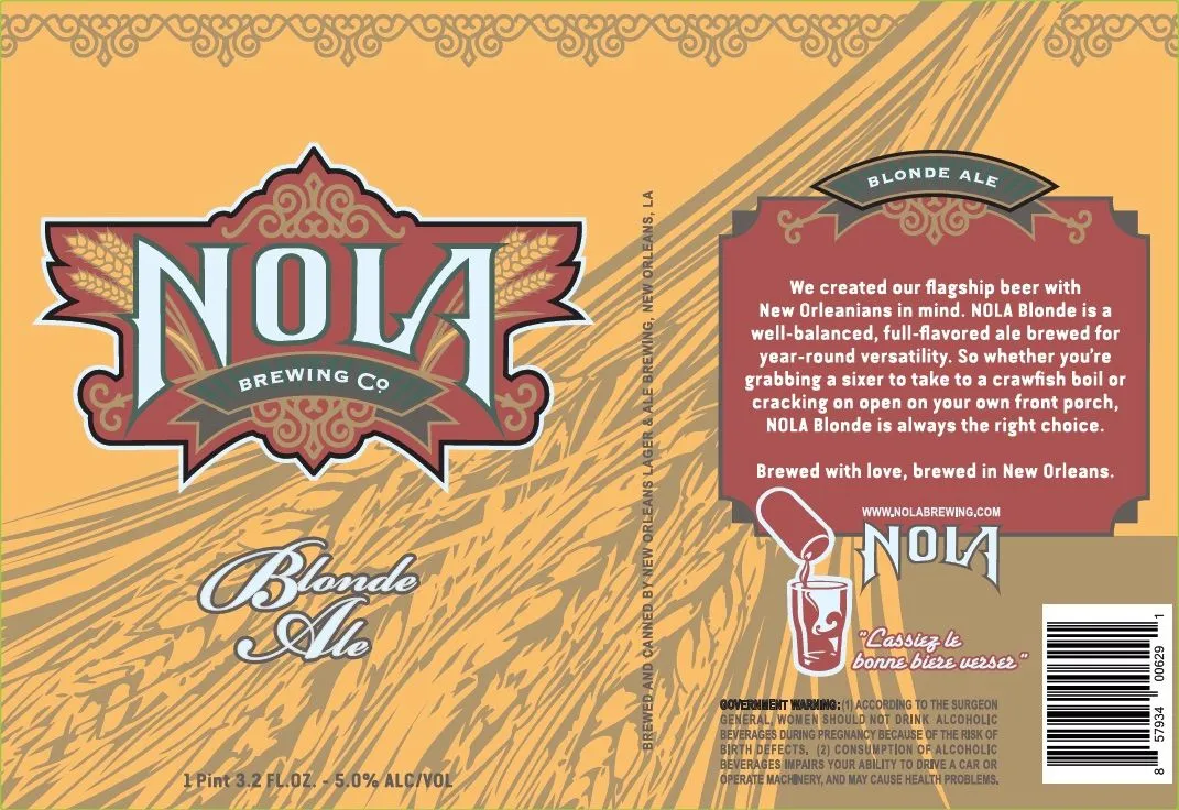 NOLA Blonde Ale — full label as filed with TTB