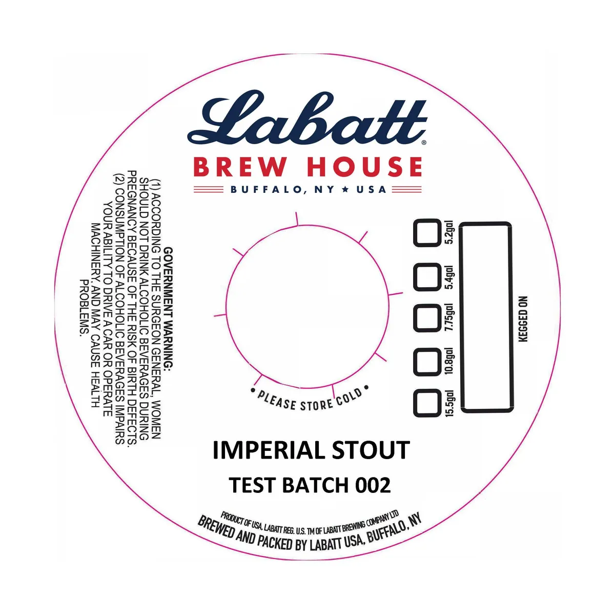 Imperial Stout Test Batch 002 — full label as filed with TTB