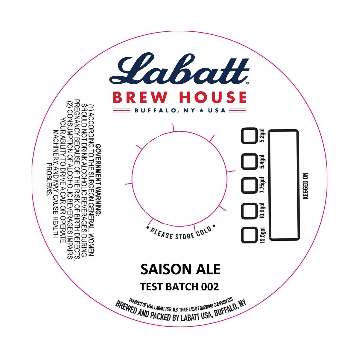 Saison Ale Test Batch 002 — full label as filed with TTB