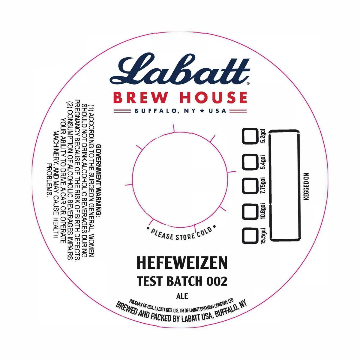 Hefeweizen Test Batch 002 — full label as filed with TTB