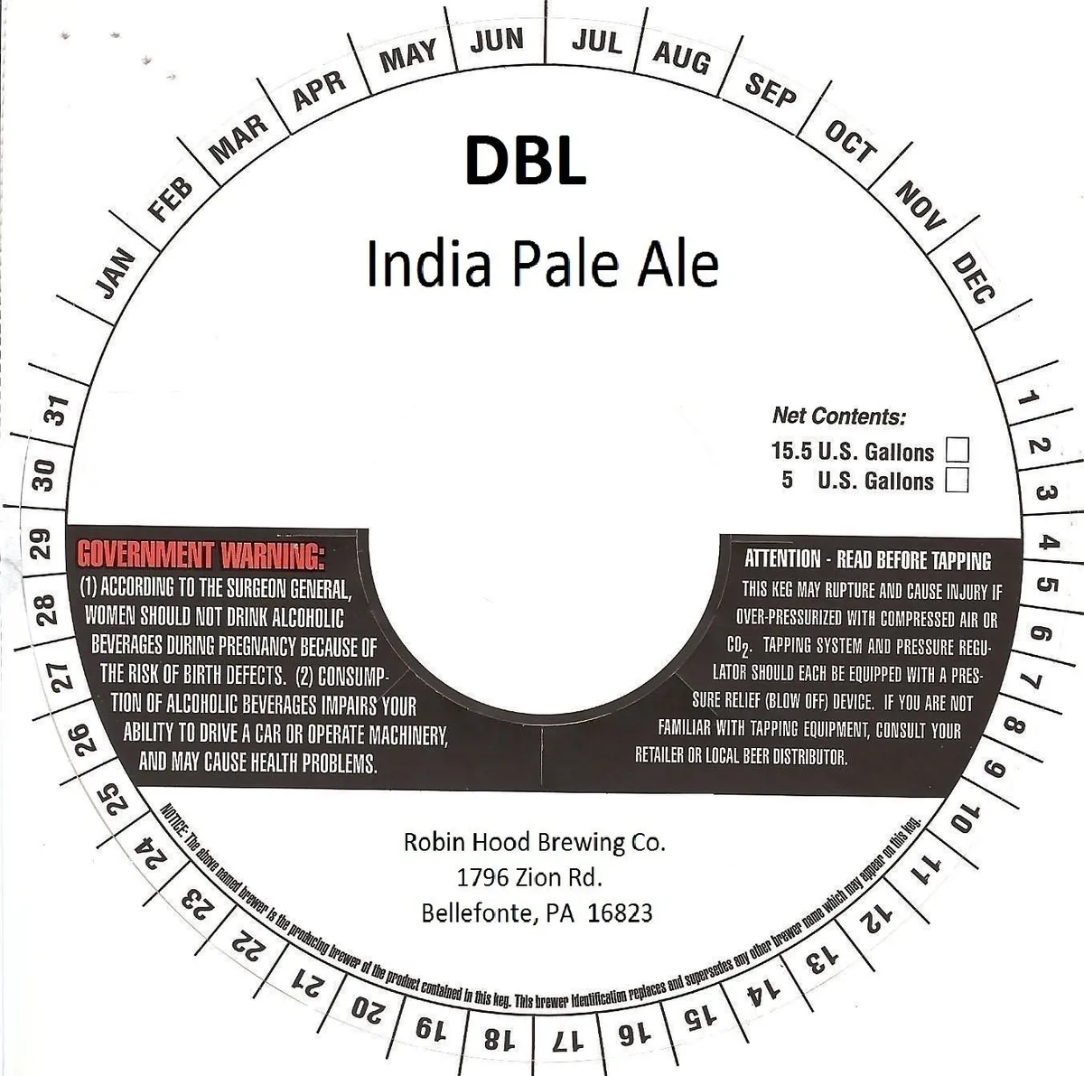 DBL India Pale Ale — full label as filed with TTB