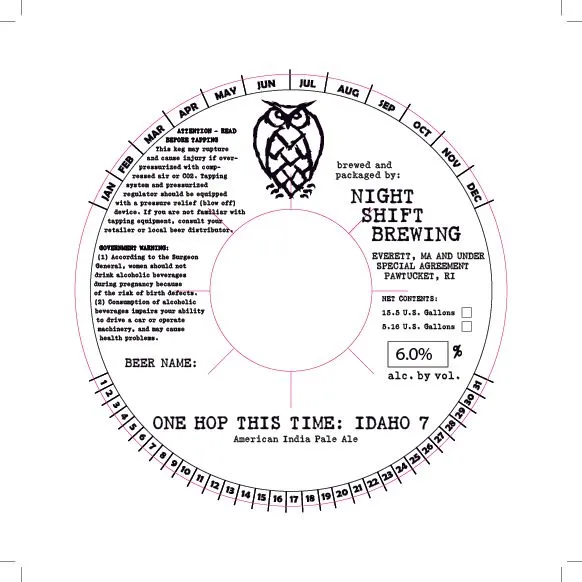 One Hop This Time: Idaho 7 — full label as filed with TTB