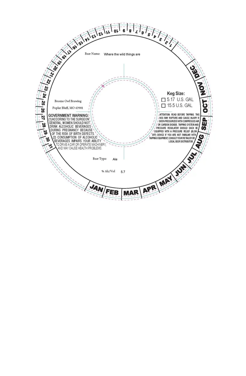 Where the Wild Things Are — full label as filed with TTB