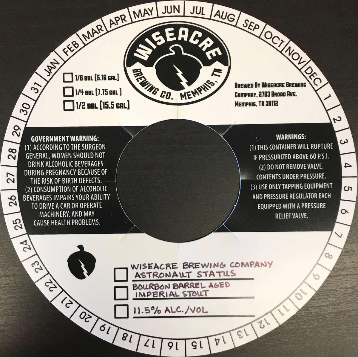 Astronaut Status — full label as filed with TTB