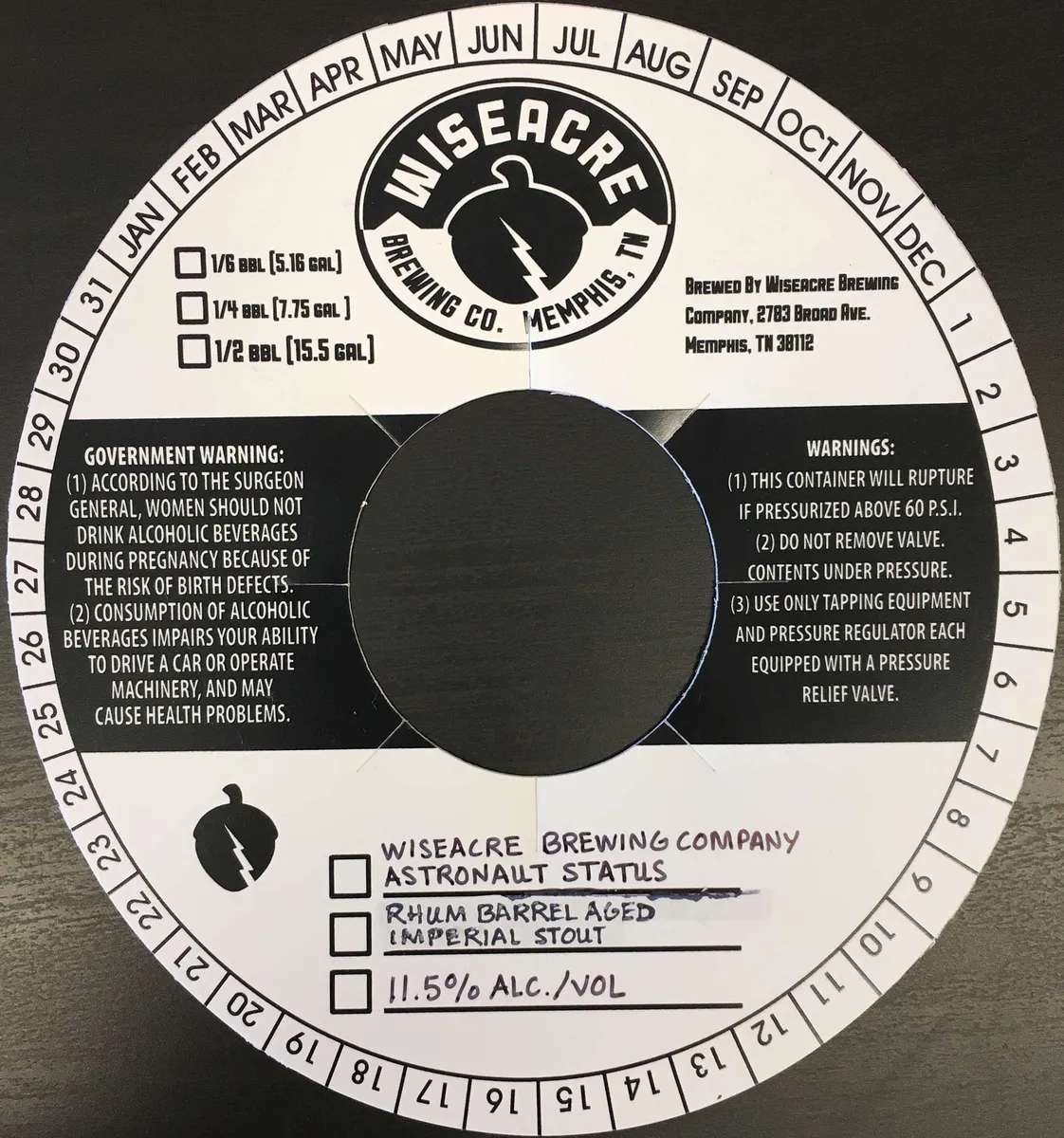 Astronaut Status — full label as filed with TTB