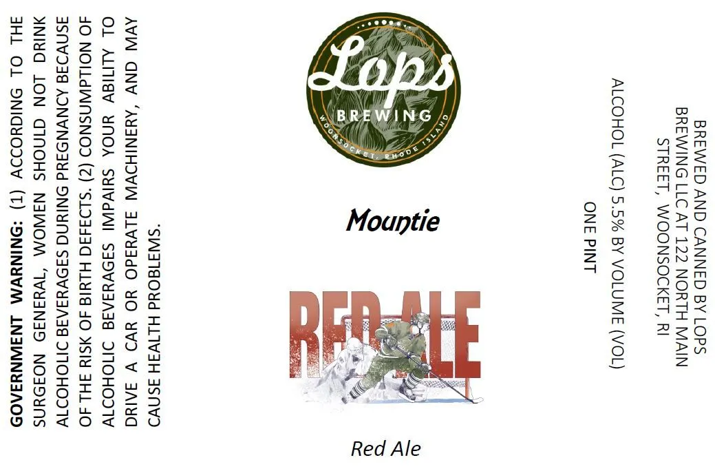 Mountie Red Ale — full label as filed with TTB