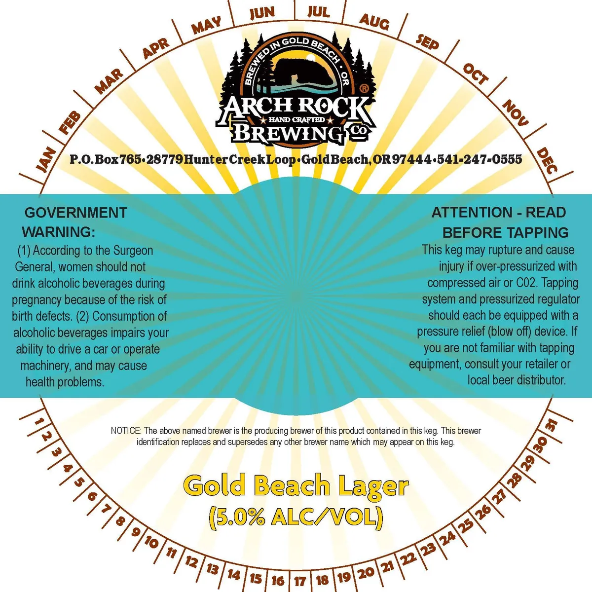 Gold Beach Lager — full label as filed with TTB